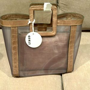 Staud “Shirley Tote Bag” Croc and mesh.